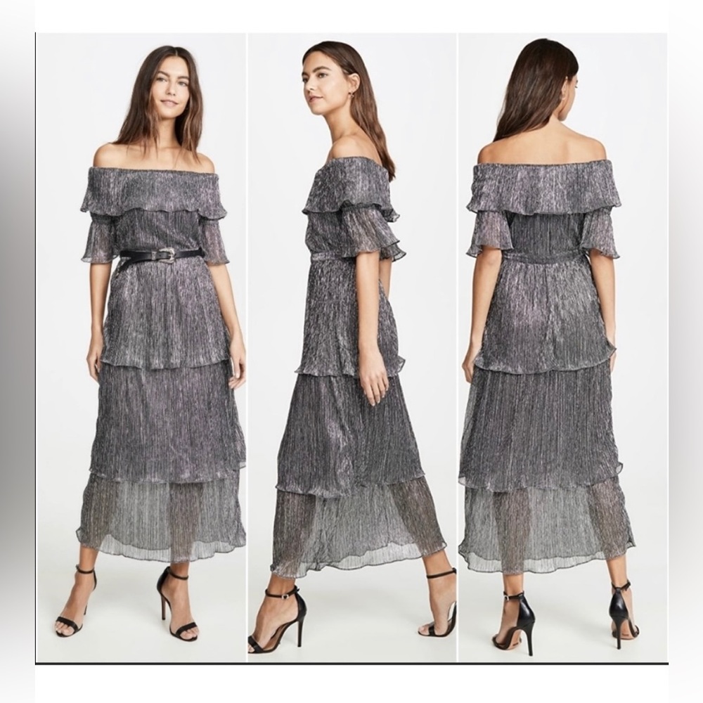O.P.T Metallic Tiered Maxi Dress